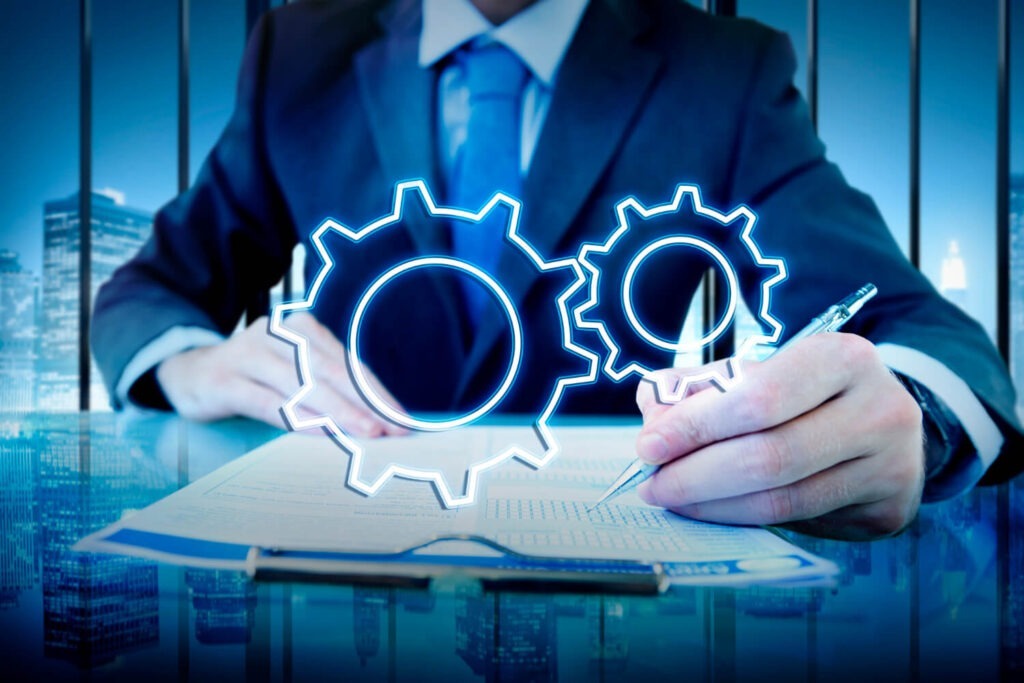 business achievement progress develpoment cogwheel concept