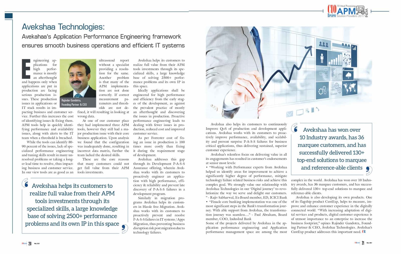 CIO Review Features Avekshaa Technologies in 10 Most Promising